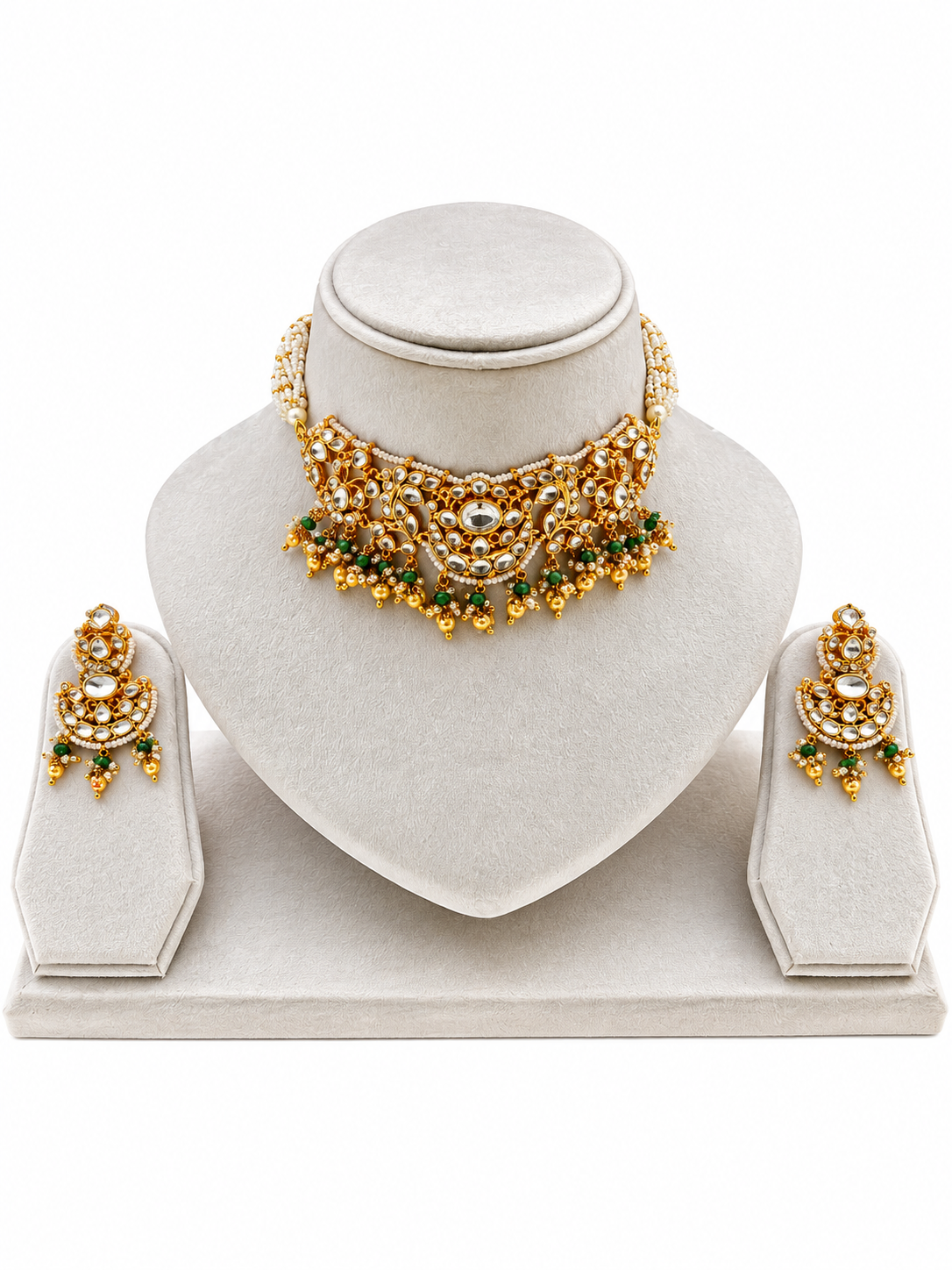 Patola Green Kundan set