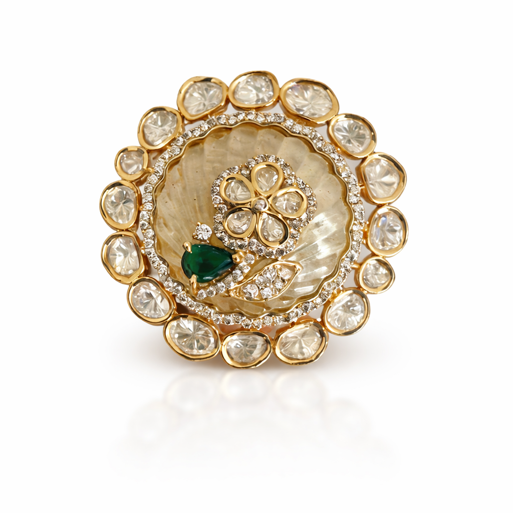 Emerald Rajkumari Polki Ring