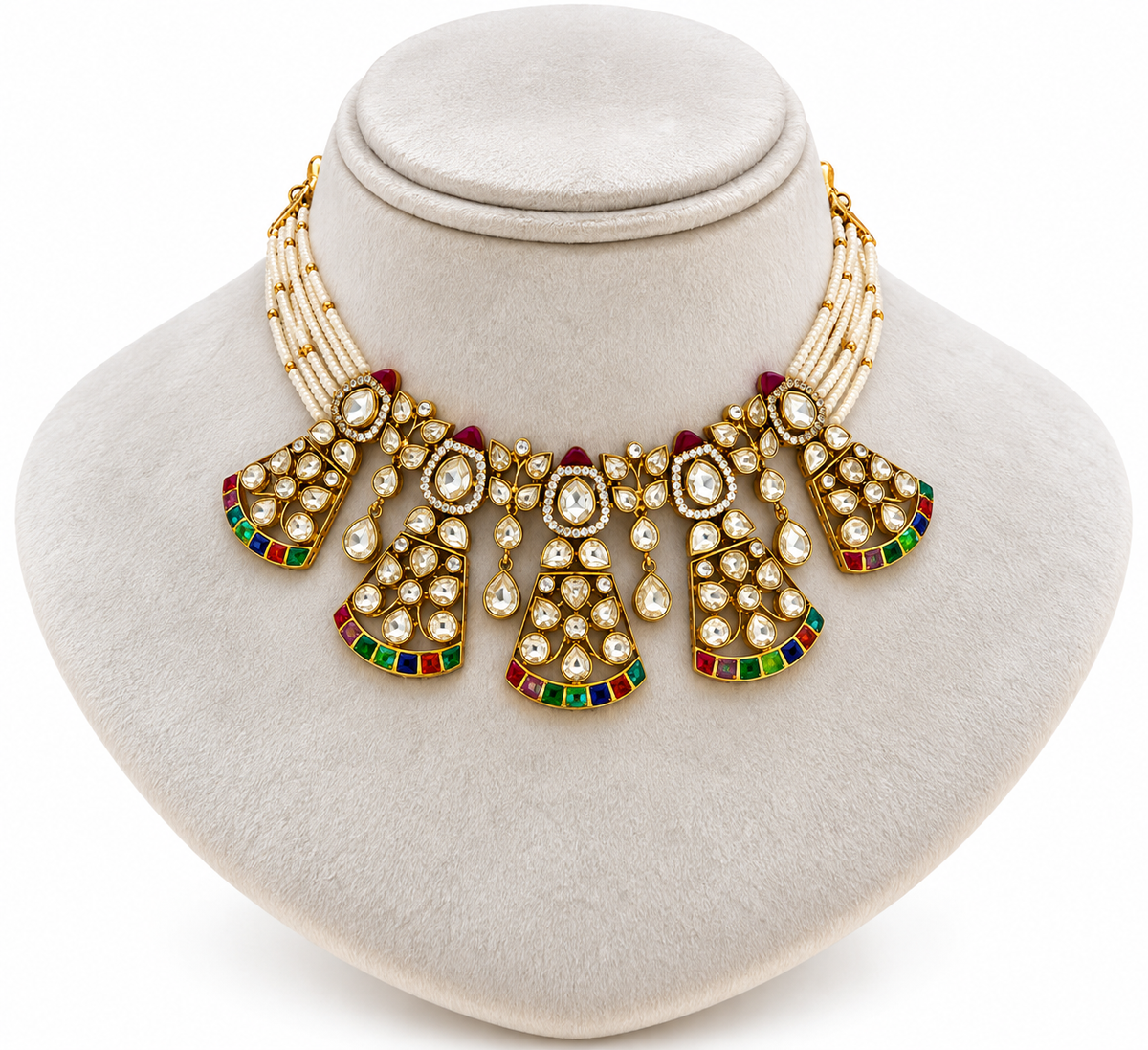 Phulkari Kundan set