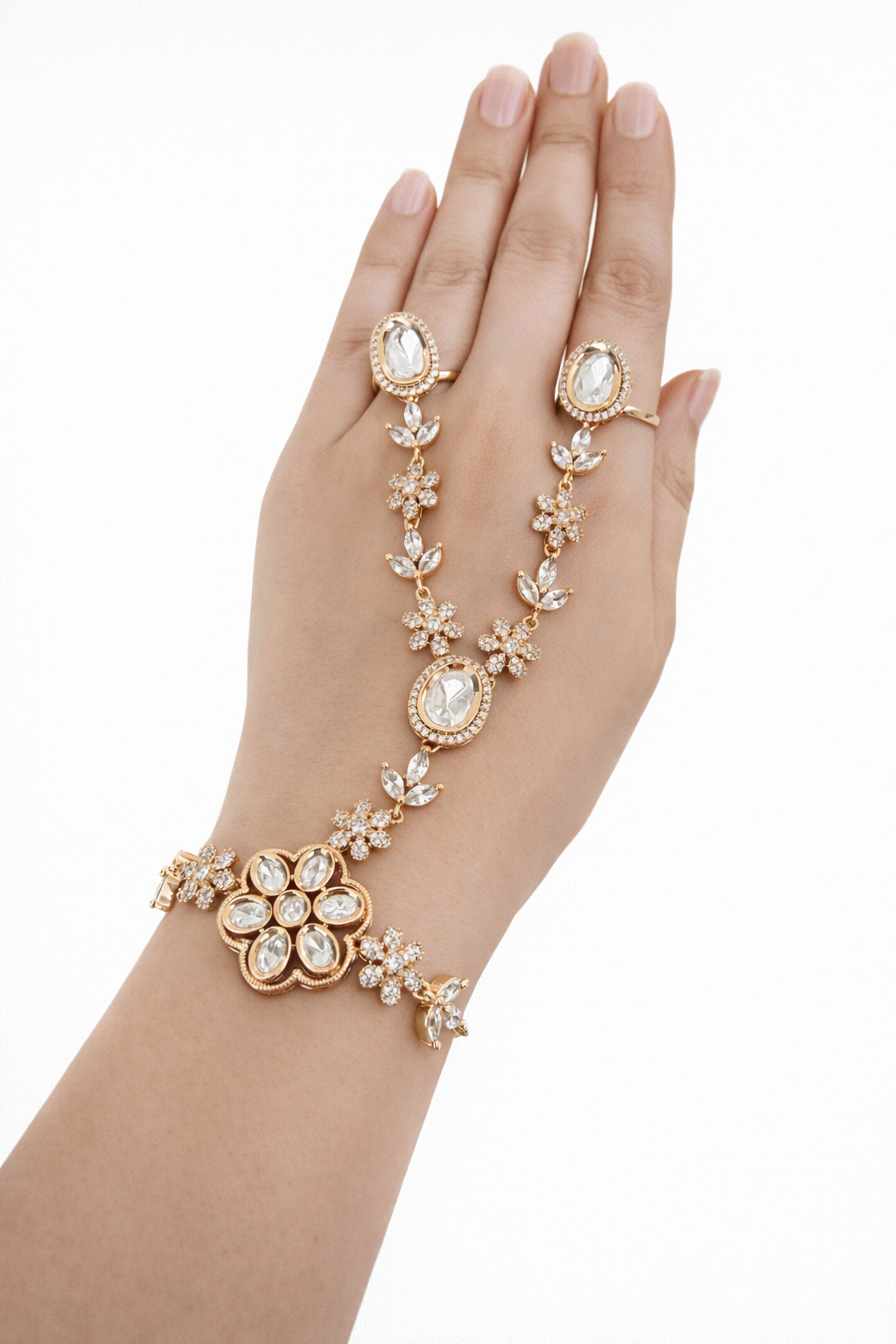 Floral Kundan Hathphool Set