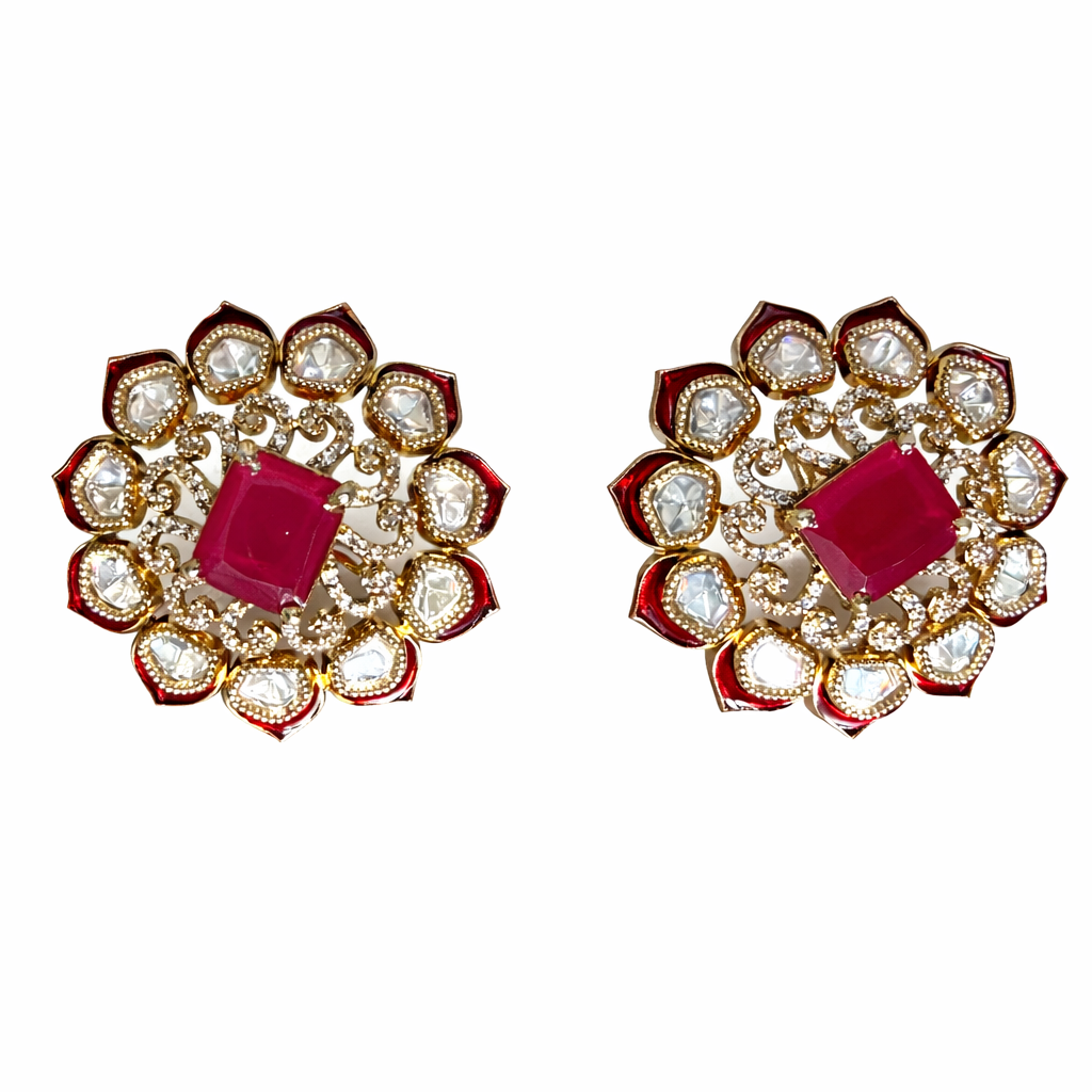 Meenakari Ruby Studs